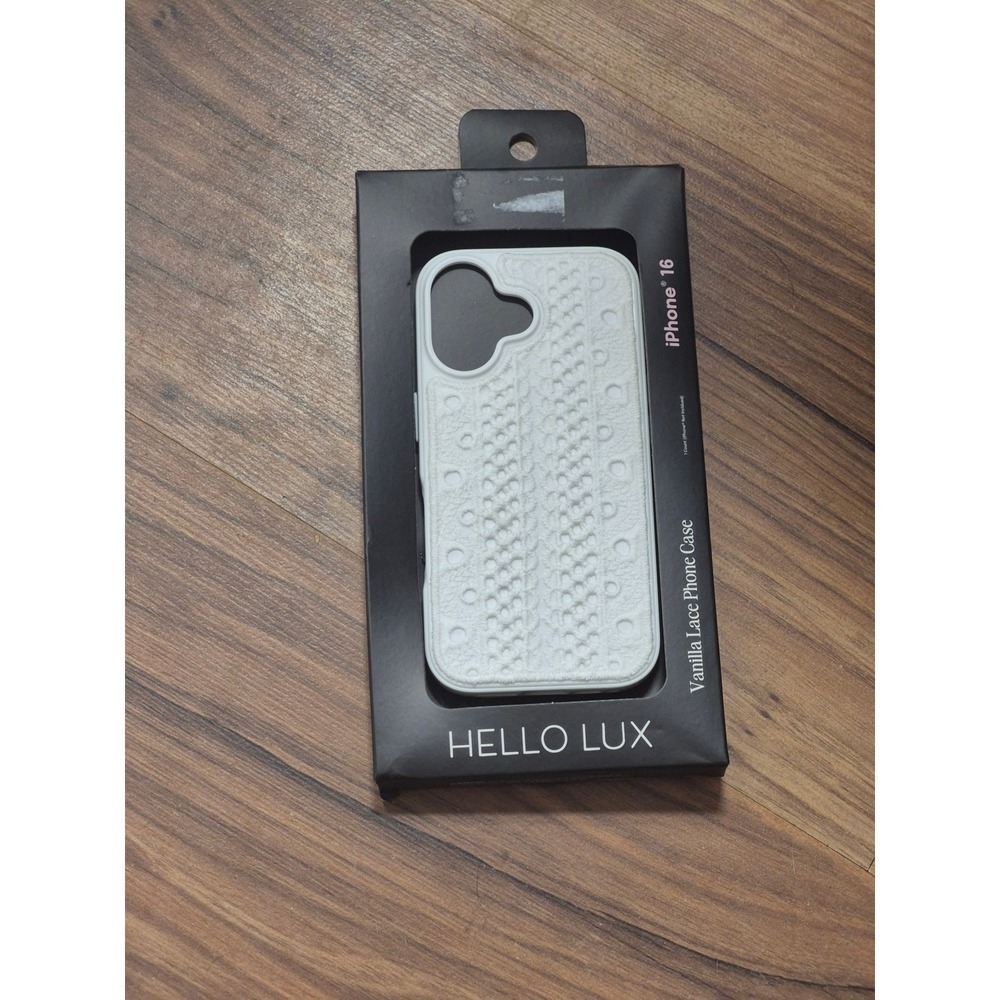 Hello Lux iPhone 16 Case White Vanilla Lace Textured Protective Fitted Cover